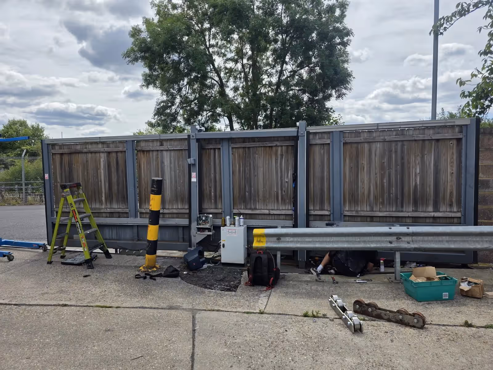 Automatic sliding steel gate repaired during Avanti's documented South London overhaul