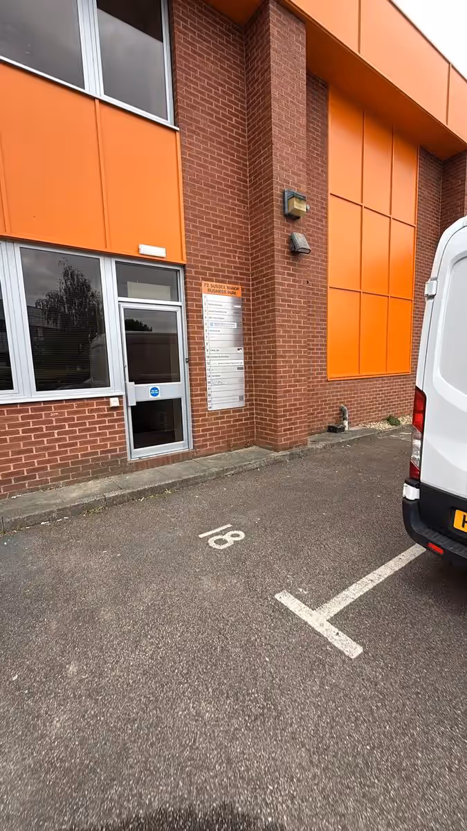 Commercial entrance doors at a business park covered by an Avanti maintenance contract