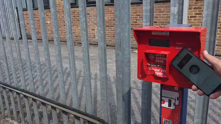 App-based access control reader at the Shurgard Wandsworth gate entrance